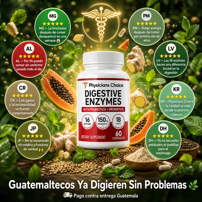 Digestive Enzymes — Elimina La Hinchazón, Mejora Tu Digestión y Equilibra Tu Microbiota Con 16 Enzimas + Prebióticos + Probióticos 🌿